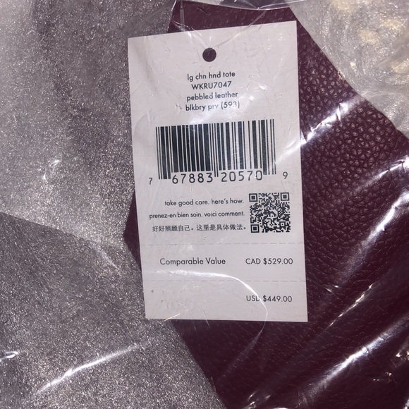 ♠️ kate spade Jordyn Pebbled Leather Large Chain Handle Tote Bag, Blackberry NWT - Picture 5 of 8